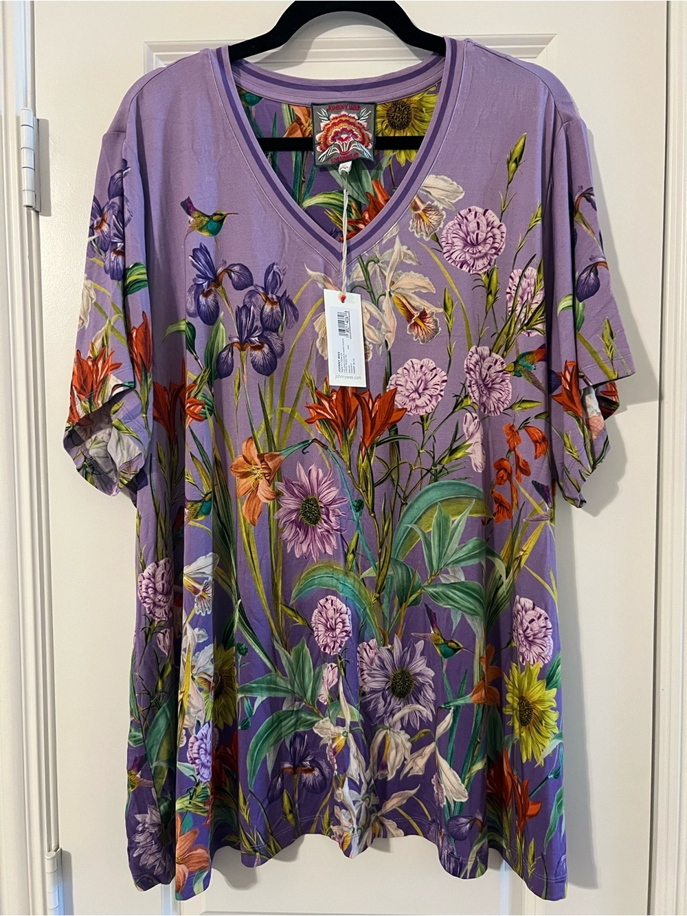Johnny Was Janie Favorite Daphne Purple V-neck Short-Sleeve Tshirt